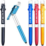 PEARL Lot de 5 stylos à bille 4 en 1 avec lampe LED, stylet tactile et support pour téléphone portable