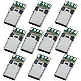 PENGLIN 10PCS USB 3.1 type C connecteur 24 broches mâle prise adaptateur fil et câble de soudure 24P PCB board ...