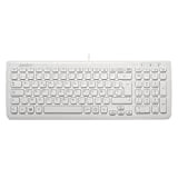 Perixx PERIBOARD-208W, Clavier Compact Chiclet AZERTY Belge Filaire, Touches multimédia, Blanc