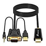 PETERONG Câble VGA vers HDMI 180cm 1080P@60Hz Adaptateur VGA vers HDMI avec Audio 3,5mm pour PC, Laptop, TV Box pour ...