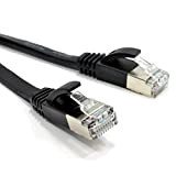 Plat CAT6A S/STP Blindé 500MHz Ethernet LAN câble RJ45 0,5 m Noir [0.5 mètre/0,5m]