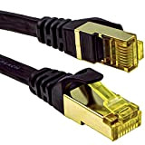 Plat CAT7 FTP Blindé 600MHz 10Gbps Ethernet LAN câble RJ45 0,5 m Noir [0.5 mètre/0,5m]