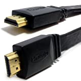 Plat HDMI Haute Vitesse câble pour LED/LCD TV Faible Profil Cordon Plaqués Or 10 m Noir [10 mètre/10m]