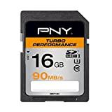 PNY Carte mémoire SDHC Turbo Performance 16 Go Classe 10 UHS-1 U1 avec une vitesse de lecture allant jusqu'à 90 ...