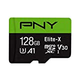 PNY Elite-X Carte mémoire microSDXC 128 Go + Adaptateur SD, 100 Mo/s Vitesse de lecture, Classe 10 UHS-1, U3, A1 ...