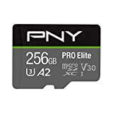 PNY Pro Elite Carte mémoire microSDXC 256 Go + Adaptateur SD, Classe 10 UHS-1, U3, V30 pour Les vidéos 4K, ...