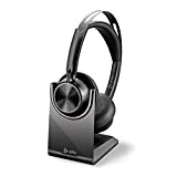 Poly - Voyager Focus 2 UC USB-A Headset with Stand (Plantronics) - Bluetooth Dual-Ear (Stereo) Headset with Boom Mic - ...
