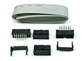 POPESQ® - IDC KIT 14 broches/pin Angle Droit 90°+ 30 cm câble plat/Ribbon cable connecteur mâle-femelle Header #A49