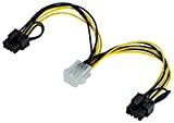 POPPSTAR - 1x Adaptateur câble dédoubleur d'alimentation PCI-Express pour carte graphiques (2x connecteur alimenrtation 6 broches femelle vers 2x 6+2 ...