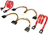 POPPSTAR - 2x câble de données SATA 3 (rouge, 50cm, 1x fiche droite vers 1x fiche coudée), 1x 16cm de ...