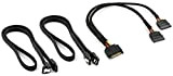 Poppstar - Câble de données avec dédoubleur d'alimentation Sata (2x 60cm câble Sata 3 (1x mâle droit, 1x coudé droit-90°)+ ...