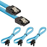 POPPSTAR - set 3x Câble de données SATA 3 HDD SSD, fiche droit, jusqu'à 6 Go/s, longueur 0,5 m, bleu