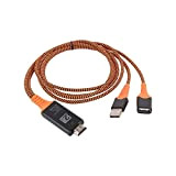 Portable Taille Nylon Fil tressé USB Femelle vers HDMI Adaptateur mâle HDTV Soutien Câble Type-C iOS - Orange