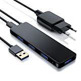 Primewire - Hub 4 Ports USB 3.0 Actif - USB 3.2 Gen.1 Hub USB 3.0 alimenté multiprise USB Dock - ...
