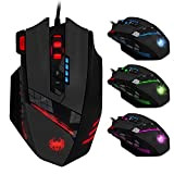 Programmable Laser Gaming Mouse, AFUNTA Gaming Mouse 6 bottons secondaires Soutenez 1000-1500-2000-4000 4 niveaux de commutation DPI, permettre un ajustement ...