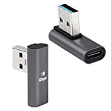 QIANRENON USB 3.1 vers USB C 90° adaptateurs 10 Gbps USB A mâle vers Type C Femelle à Angle Droit, ...