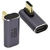 QIANRENON USB C 90°Adaptateur Type C Femelle à Mâle Coupleur à Angle Droit Usb4.0 40Gbps Support Facturation du Transfert De ...