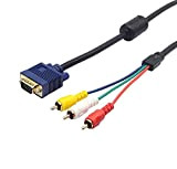 QiCheng&LYS Cable VGA RCA Convertisseur RCA vers VGA VGA/HD15/RGB vers 3 RGB pour TV/HDTV, 1,5 m