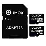 QUMOX 2X 8 Go 8Go Micro SD HC Carte mémoire Flash SDHC Classe 10 TF