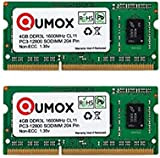 QUMOX 8Go (2X 4 Go) 204 pin DDR3L-1600 So-DIMM Mémoire (1600Mhz, PC3L-12800S, CL11, 1.35V, Basse Tension)
