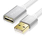 Rallonge 3 m en Nylon USB 2.0 Blanc, câble de rallonge A-A, fiche en Aluminium, Gaine en Tissu