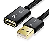 Rallonge USB 2.0 en Nylon Noir de 2 m, câble de rallonge A-A, fiche en Aluminium, Gaine en Tissu