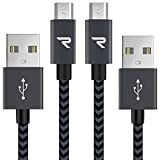 RAMPOW Câble Micro USB [1m/Lot de 2] Charge Rapide 2.4A - Câble USB en Nylon Tressé pour Samsung, Huawei, LG, ...