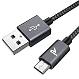 RAMPOW Câble Micro USB 2m Charge Rapide 2.4A - Câble USB en Nylon Tressé pour Samsung, Huawei, LG, Sony, HTC, ...
