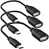 Rankie Adaptateur Micro USB vers USB 2,0, OTG Câble Adaptateur, Lot de 3, Noir
