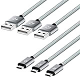 Rankie Cable Micro USB, Nylon Tressé Extrêmement Durable Câble, Haute Vitesse USB 2,0 vers Sync et Charge, Gris 1m, Lot ...