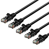 Rankie Câble réseau Ethernet, RJ45 Cat6 Patch, 1,5m, Lot de 5, Noir