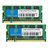 Rasalas 4GB Kit (2x2GB) PC2-6400 DDR2 800 Sodimm 2RX8 1.8V CL6 RAM Memory Modules for Laptop Computer
