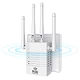 Répéteur WiFi Amplificateur WiFi 1200Mbps WiFi Extender (5GHz 867Mbps / 2,4GHz 300Mbps) WiFi Booster,2 Port Ethernet et 4 Antennes,Compatible avec ...