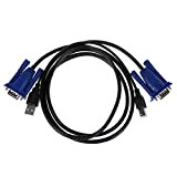 RIKEL 1.4M Cable VGA (15 Broches) + USB Male vers VGA Male + Imprimer pour PC CRT
