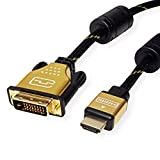 ROLINE Câble GOLD DVI HDMI I Câble d'écran Dual Link DVI D vers HDMI avec Ethernet et résolution 4K UHD ...
