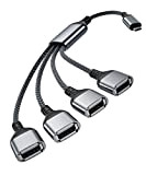 Ruxely Câble Adaptateur USB-C vers 4 USB A 2.0 Femelle 0.3M,Type C Mâle vers 4 USB Ports OTG Splitter 4 ...