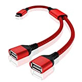 RUXELY Câble Adaptateur USB-C vers Double USB A 2.0 Femelle 0.3M,Type C Mâle vers 2 USB Ports OTG Splitter 2 ...