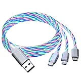 S16 CÂBLE USB MULTIFONCTION LUMINEUX, 3 EN 1 avec câble multiple à lumière LED fluide [1,2 m] Câble de chargement ...