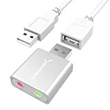 SABRENT Adaptateur Audio stéréo Externe USB en Aluminium pour Windows et Mac, Plug and Play Aucun Pilote requis. [Argenté] (AU-EMAC)