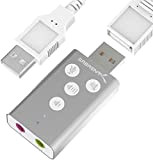 Sabrent Adaptateur Externe USB Son stéréo 3D pour Windows et Mac. Plug & Play, Aucun Pilote nécessaire. [Argenté] (AU-DDAS)