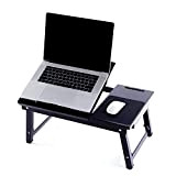 Sage Comfort Bureau d'ordinateur portable en bambou pour lit – Table portable et réglable avec tiroir de rangement – Plateau ...