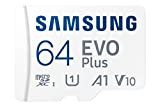 Samsung Carte mémoire microSD Evo Plus 64 Go SDXC U1 Classe 10 A1 130 Mo/s avec Adaptateur Version 2021 (MB-MC64KA/EU)