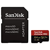 SanDisk 64GB Extreme PRO microSDXC Carte Mémoire + SD Adaptateur + RescuePro Deluxe avec Performances Applicatives A2 jusqu'à 170 Mo/s, ...