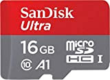 SanDisk Carte Mémoire MicroSDHC Ultra 16 Go + Adaptateur SD. Vitesse de Lecture Allant jusqu'à 98MB/S, Classe 10, U1, homologuée ...