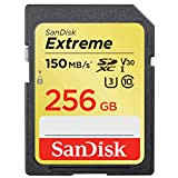 SanDisk Extreme 256 Go Carte mémoire SDXC jusqu'à 150 Mo/s, Classe 10, U3, V30
