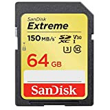 SanDisk Extreme 64 Go Carte mémoire SDXC jusqu'à 150 Mo/s, Classe 10, U3, V30