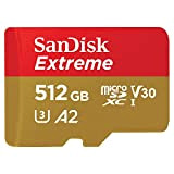 SanDisk Extreme Carte Mémoire MicroSDXC 512 Go + Adaptateur SD avec Performances Applicatives A2 Jusqu'à 190 Mo/s/130 Mo/s, Classe 10, ...