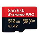 SanDisk Extreme PRO Carte Mémoire MicroSDXC + Adaptateur SD Jusqu'à 170 Mo/s, Classe de Vitesse UHS 3 (U3), V30 512 ...