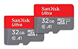 SanDisk - Lot de 2 cartes mémoire microSDXC Ultra 32 Go + Adaptateur SD. Vitesse de Lecture Allant jusqu'à 120Mo/S, ...