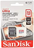 SanDisk Ultra 32 Go microSDHC Carte Mémoire + Adaptateur SD. Vitesse de Lecture Allant jusqu'à 120MB/S, Classe 10, UHS-I, homologuée ...